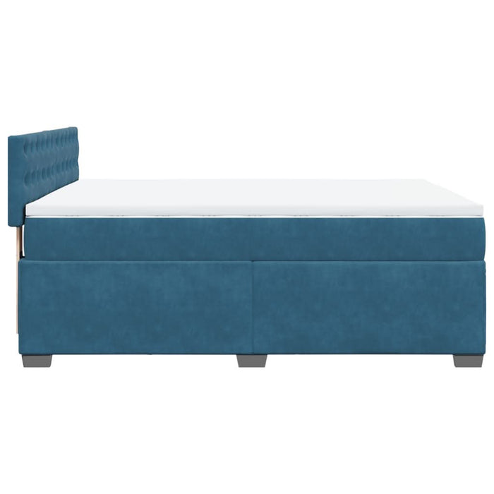 Pat box spring cu saltea, albastru închis, 140x190 cm, catifea - WALTI WALTI