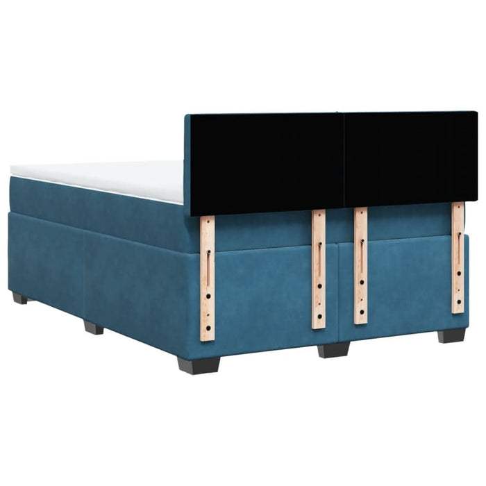 Pat box spring cu saltea, albastru închis, 140x190 cm, catifea - WALTI WALTI