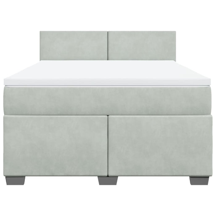 Pat box spring cu saltea, gri deschis, 140x200 cm, catifea - WALTI WALTI