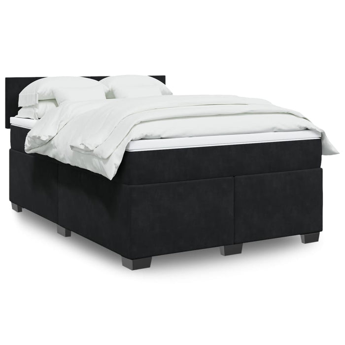 Pat box spring cu saltea, negru, 140x200 cm, catifea - WALTI WALTI