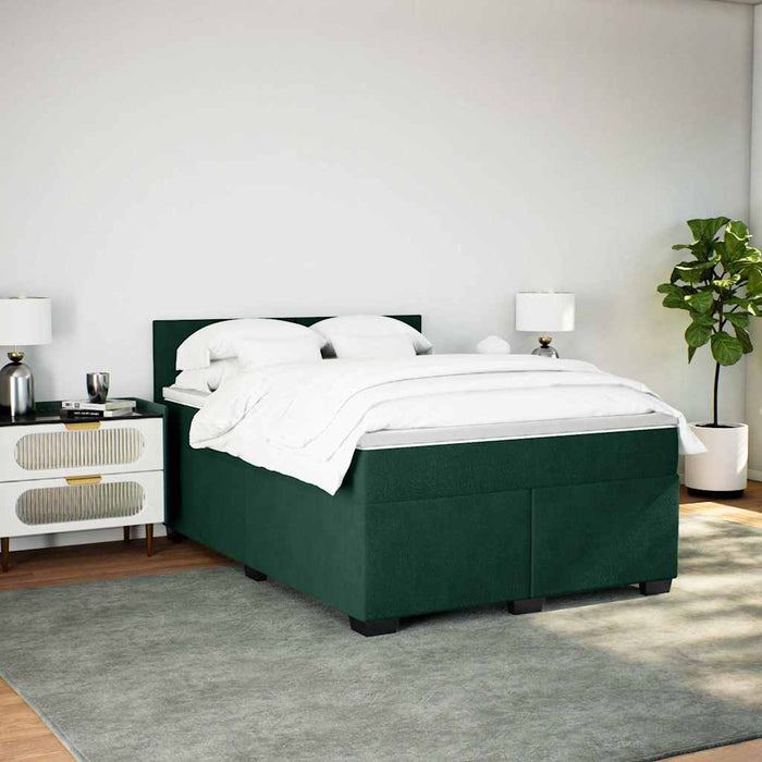 Pat box spring cu saltea, verde închis, 140x200 cm, catifea - WALTI WALTI