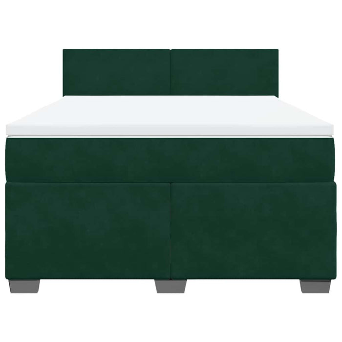 Pat box spring cu saltea, verde închis, 140x200 cm, catifea - WALTI WALTI