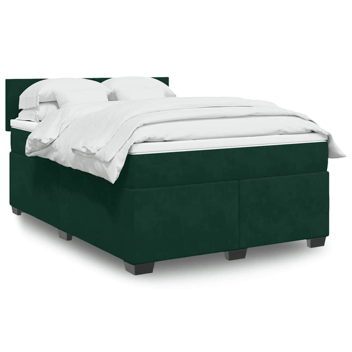 Pat box spring cu saltea, verde închis, 140x200 cm, catifea - WALTI WALTI