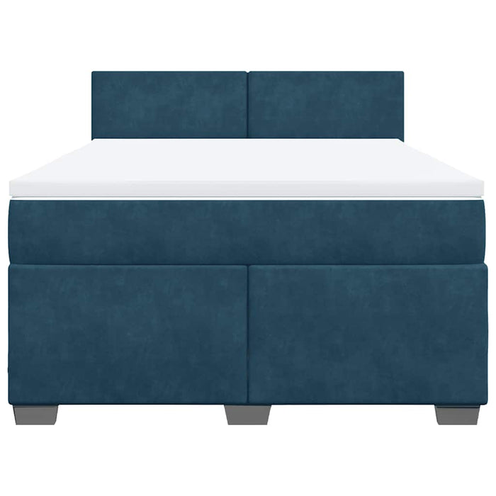 Pat box spring cu saltea, albastru închis, 140x200 cm, catifea - WALTI WALTI