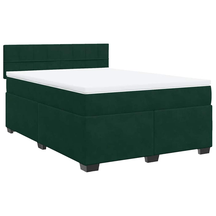 Pat box spring cu saltea, verde închis, 140x200 cm, catifea - WALTI WALTI