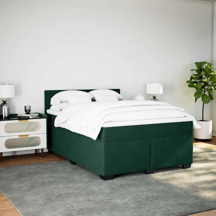 Pat box spring cu saltea, verde închis, 140x200 cm, catifea - WALTI WALTI