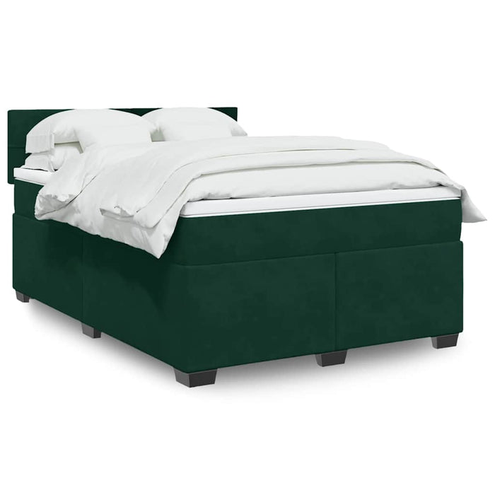 Pat box spring cu saltea, verde închis, 140x200 cm, catifea - WALTI WALTI