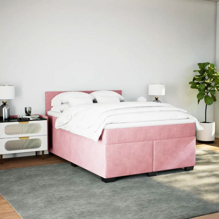 Pat box spring cu saltea, roz închis, 140x200 cm, catifea - WALTI WALTI