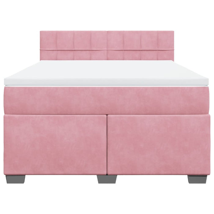 Pat box spring cu saltea, roz închis, 140x200 cm, catifea - WALTI WALTI