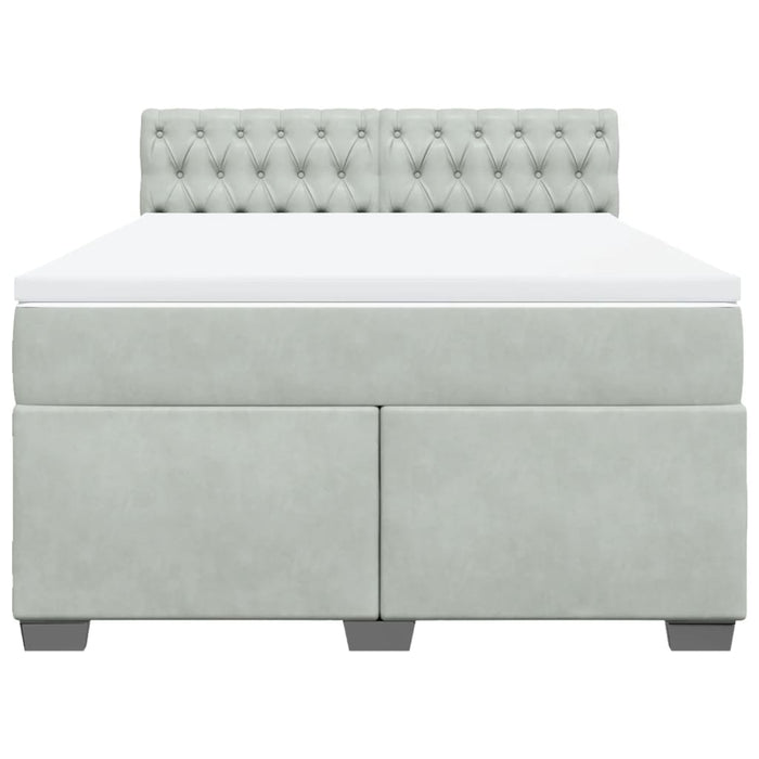 Pat box spring cu saltea, gri deschis, 140x200 cm, catifea - WALTI WALTI