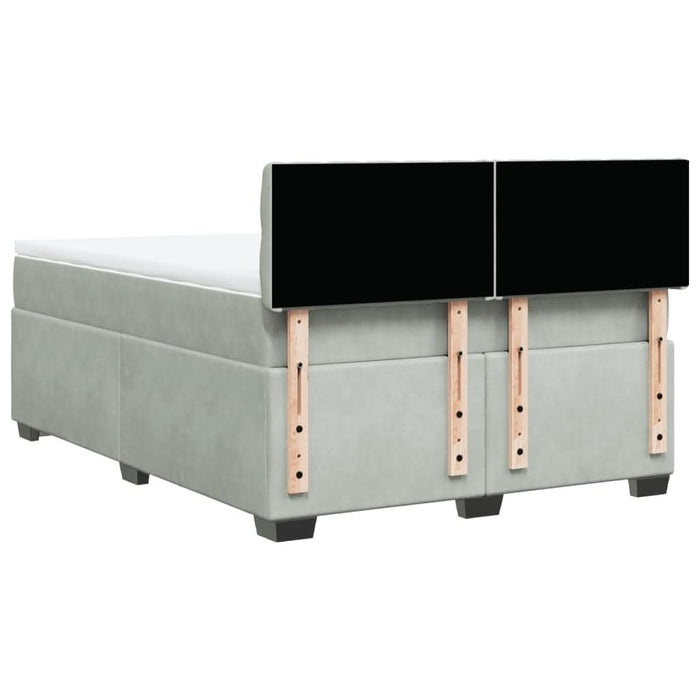 Pat box spring cu saltea, gri deschis, 140x200 cm, catifea - WALTI WALTI
