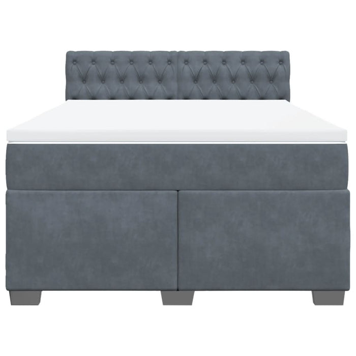 Pat box spring cu saltea, gri închis, 140x200 cm, catifea - WALTI WALTI