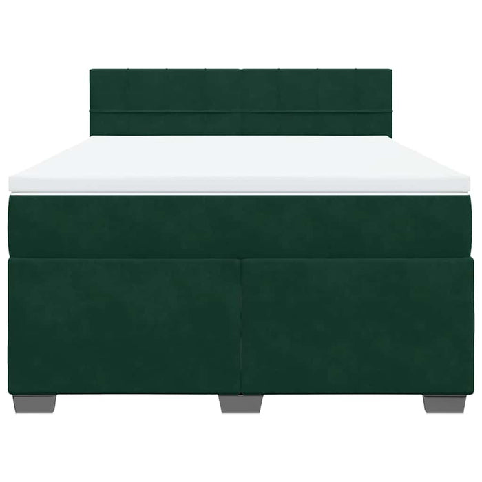 Pat box spring cu saltea, verde închis, 140x200 cm, catifea - WALTI WALTI