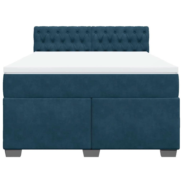 Pat box spring cu saltea, albastru închis, 140x200 cm, catifea - WALTI WALTI