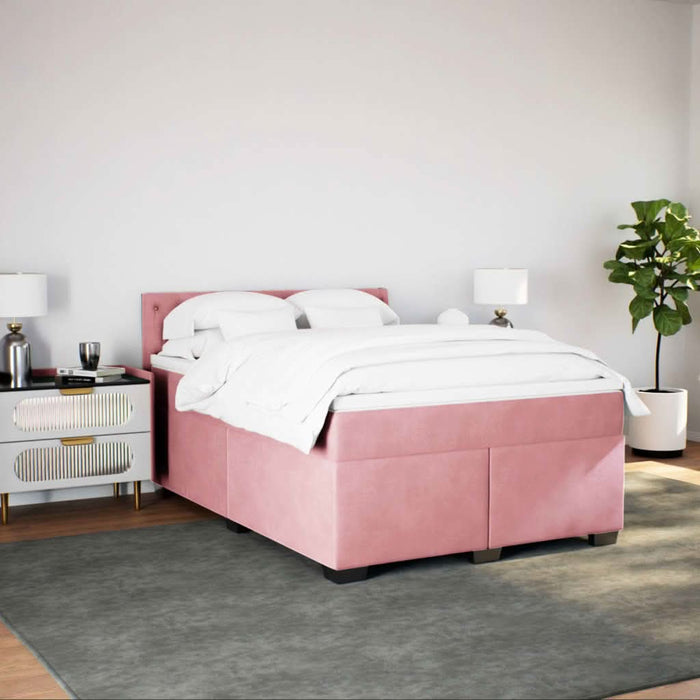 Pat box spring cu saltea, roz închis, 140x200 cm, catifea - WALTI WALTI