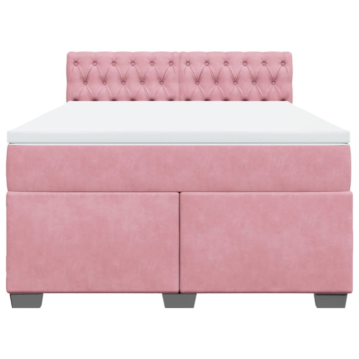 Pat box spring cu saltea, roz închis, 140x200 cm, catifea - WALTI WALTI
