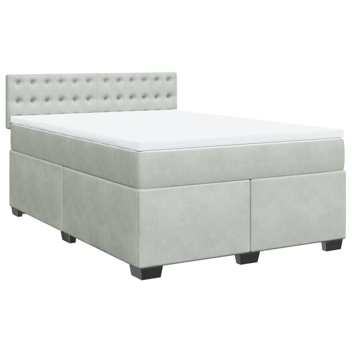 Pat box spring cu saltea, gri deschis, 140x200 cm, catifea - WALTI WALTI