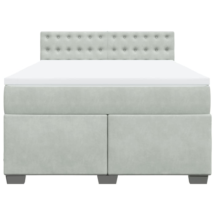 Pat box spring cu saltea, gri deschis, 140x200 cm, catifea - WALTI WALTI