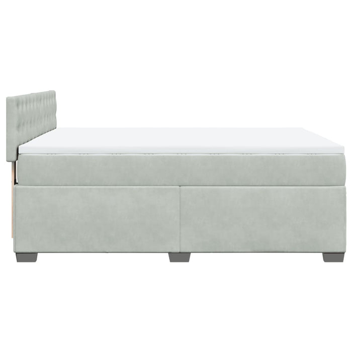 Pat box spring cu saltea, gri deschis, 140x200 cm, catifea - WALTI WALTI