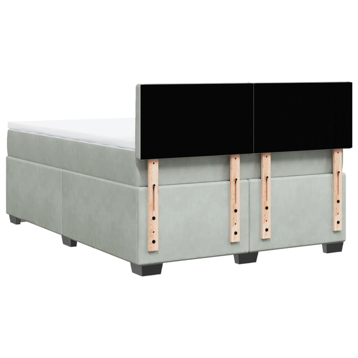 Pat box spring cu saltea, gri deschis, 140x200 cm, catifea - WALTI WALTI