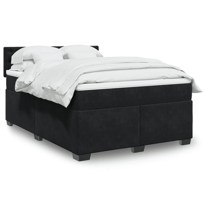 Pat box spring cu saltea, negru, 140x200 cm, catifea - WALTI WALTI
