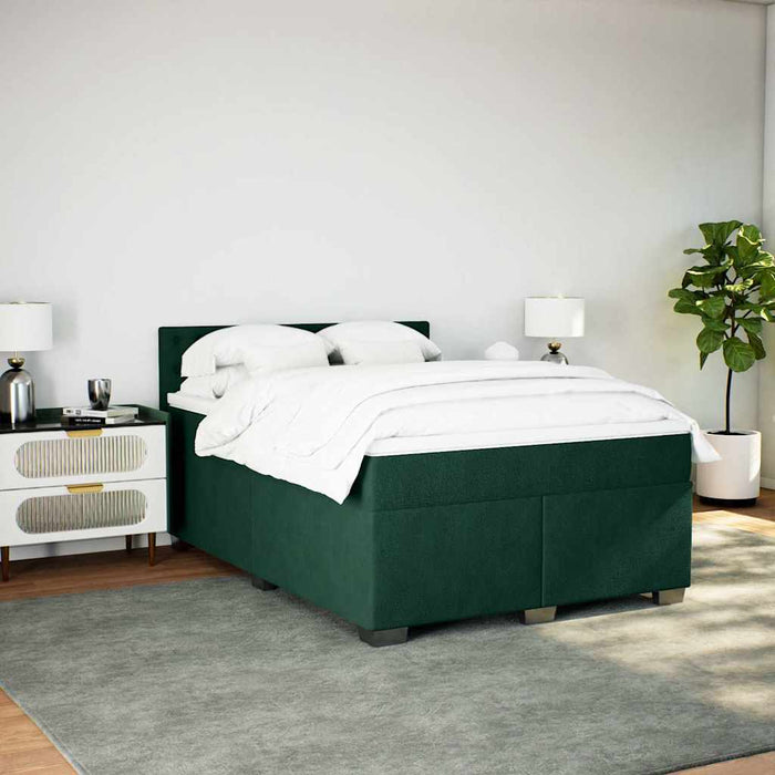 Pat box spring cu saltea, verde închis, 140x200 cm, catifea - WALTI WALTI
