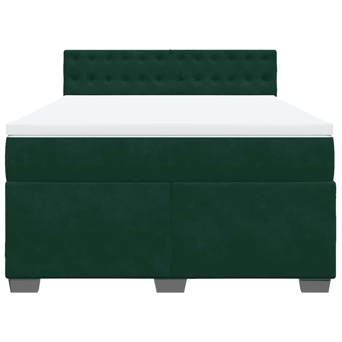 Pat box spring cu saltea, verde închis, 140x200 cm, catifea - WALTI WALTI