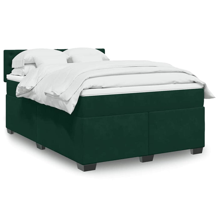 Pat box spring cu saltea, verde închis, 140x200 cm, catifea - WALTI WALTI