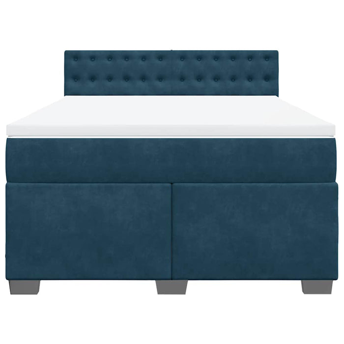 Pat box spring cu saltea, albastru închis, 140x200 cm, catifea - WALTI WALTI