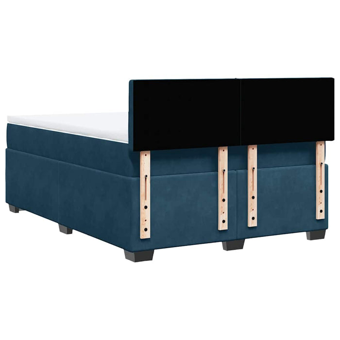 Pat box spring cu saltea, albastru închis, 140x200 cm, catifea - WALTI WALTI