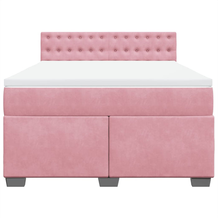 Pat box spring cu saltea, roz închis, 140x200 cm, catifea - WALTI WALTI