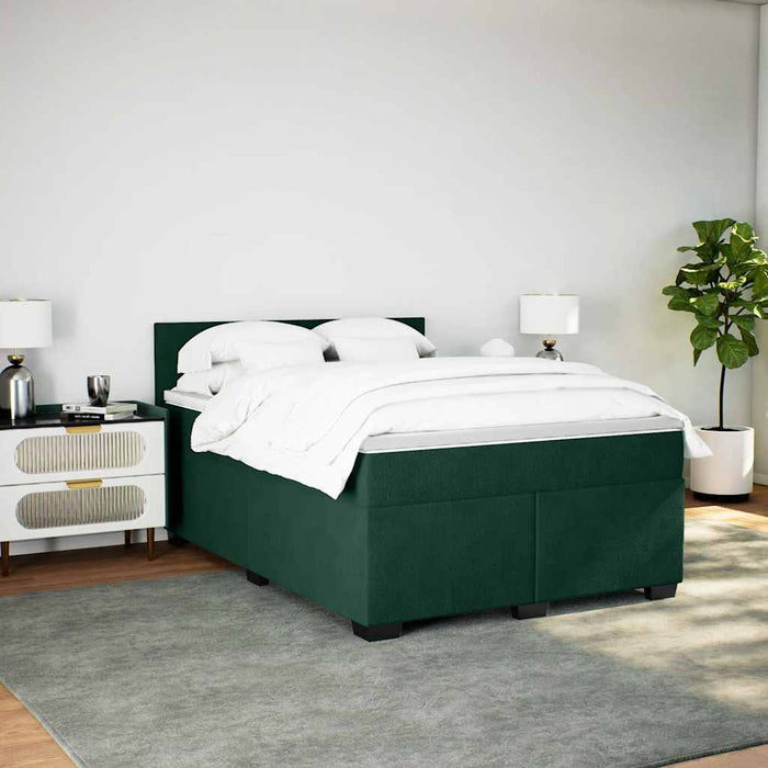 Pat box spring cu saltea, verde închis, 160x200 cm, catifea - WALTI WALTI