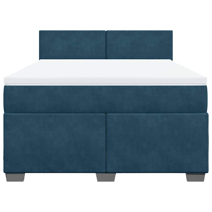 Pat box spring cu saltea, albastru, 160x200 cm, catifea - WALTI WALTI