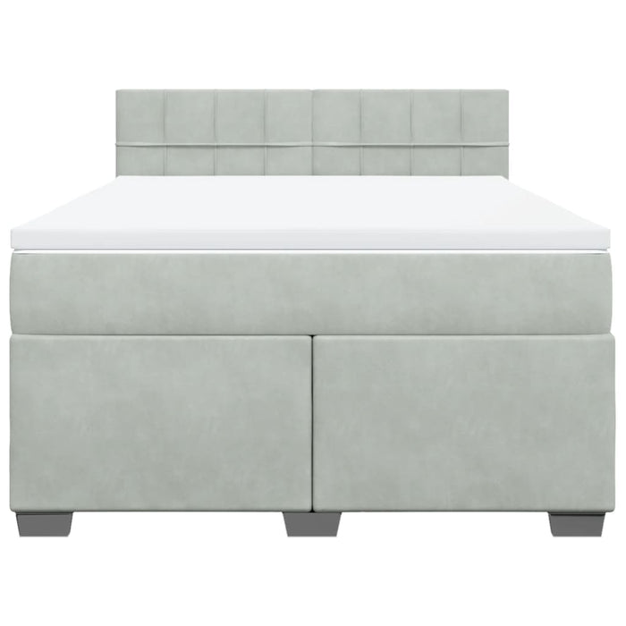 Pat box spring cu saltea, gri deschis, 160x200 cm, catifea - WALTI WALTI