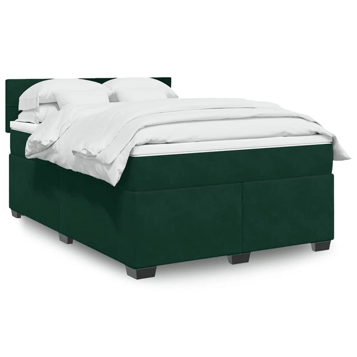Pat box spring cu saltea, verde închis, 160x200 cm, catifea - WALTI WALTI