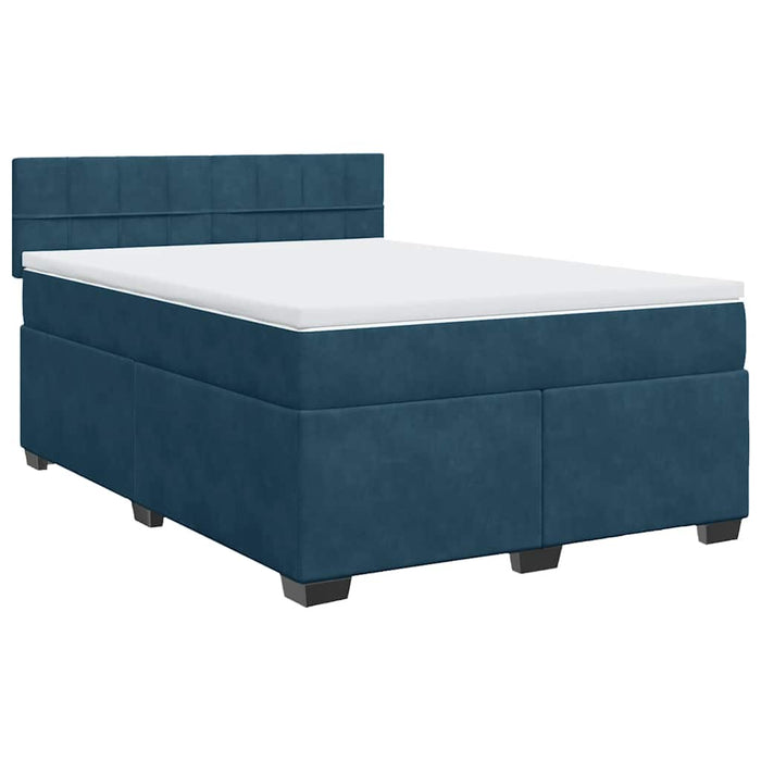 Pat box spring cu saltea, albastru, 160x200 cm, catifea WALTI