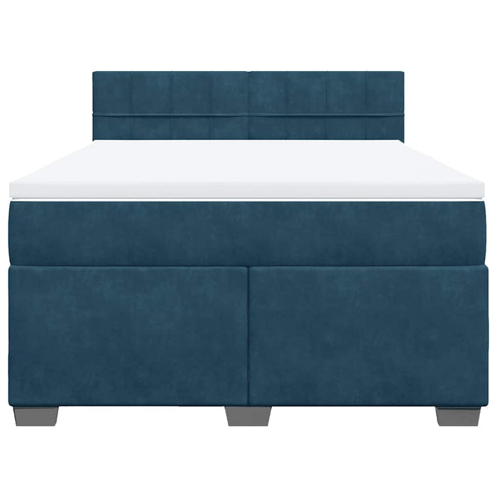 Pat box spring cu saltea, albastru, 160x200 cm, catifea WALTI