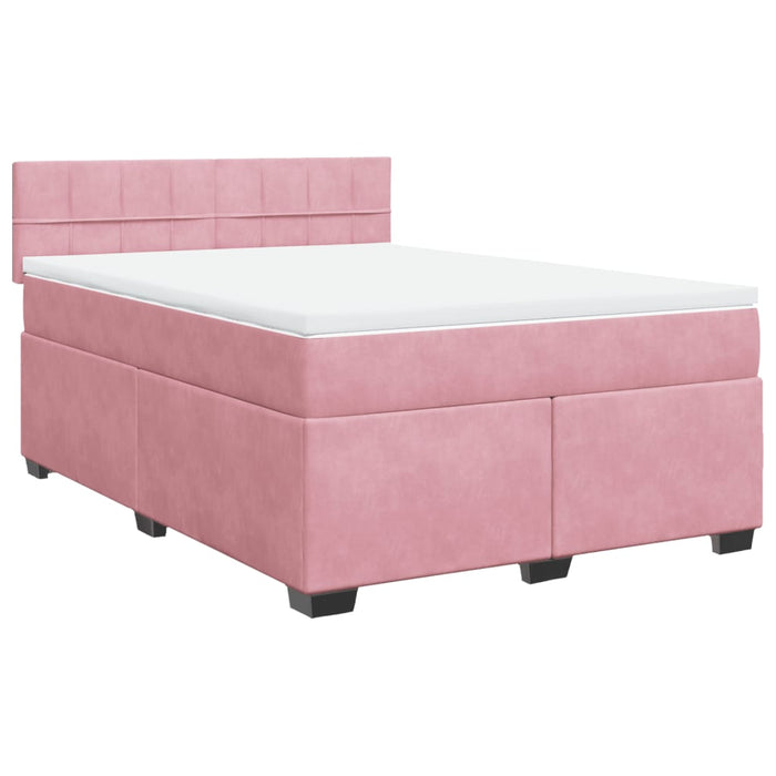 Pat box spring cu saltea, roz, 160x200 cm, catifea - WALTI WALTI