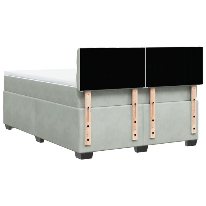 Pat box spring cu saltea, gri deschis, 160x200 cm, catifea - WALTI WALTI