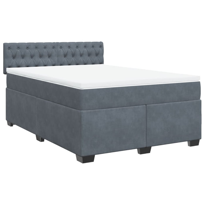 Pat box spring cu saltea, gri închis, 160x200 cm, catifea - WALTI WALTI