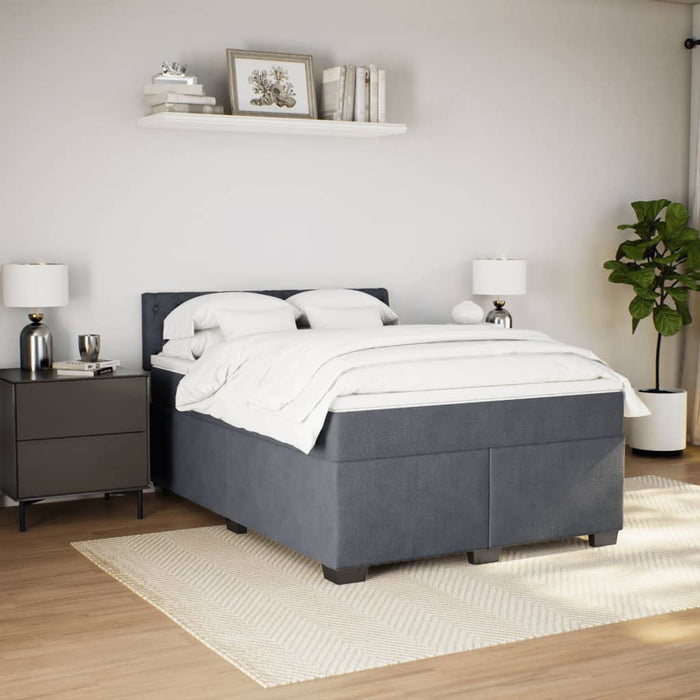 Pat box spring cu saltea, gri închis, 160x200 cm, catifea - WALTI WALTI