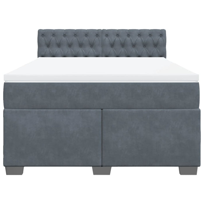 Pat box spring cu saltea, gri închis, 160x200 cm, catifea - WALTI WALTI