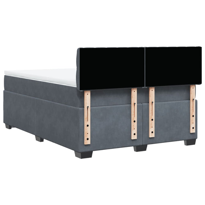 Pat box spring cu saltea, gri închis, 160x200 cm, catifea - WALTI WALTI