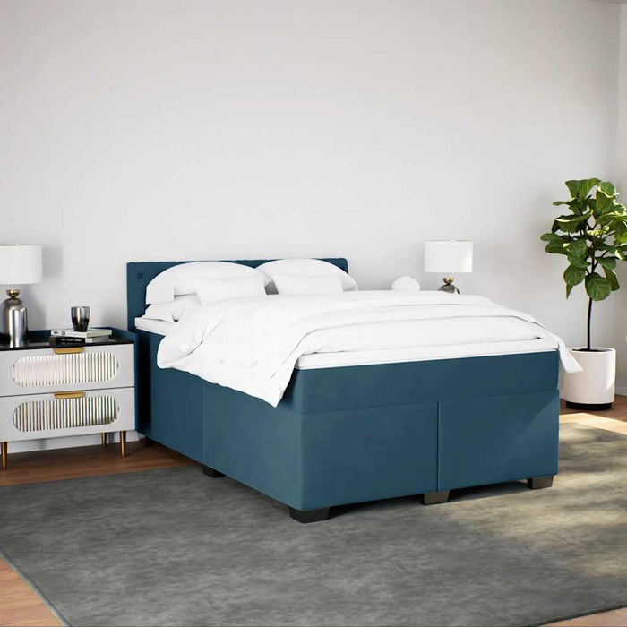 Pat box spring cu saltea, albastru, 160x200 cm, catifea - WALTI WALTI