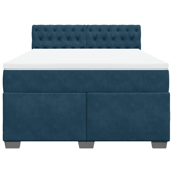 Pat box spring cu saltea, albastru, 160x200 cm, catifea - WALTI WALTI