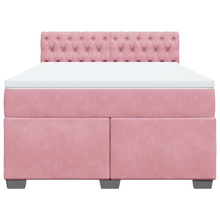 Pat box spring cu saltea, roz, 160x200 cm, catifea - WALTI WALTI