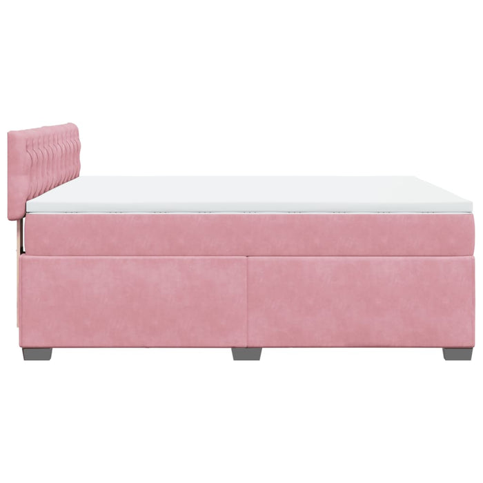 Pat box spring cu saltea, roz, 160x200 cm, catifea - WALTI WALTI