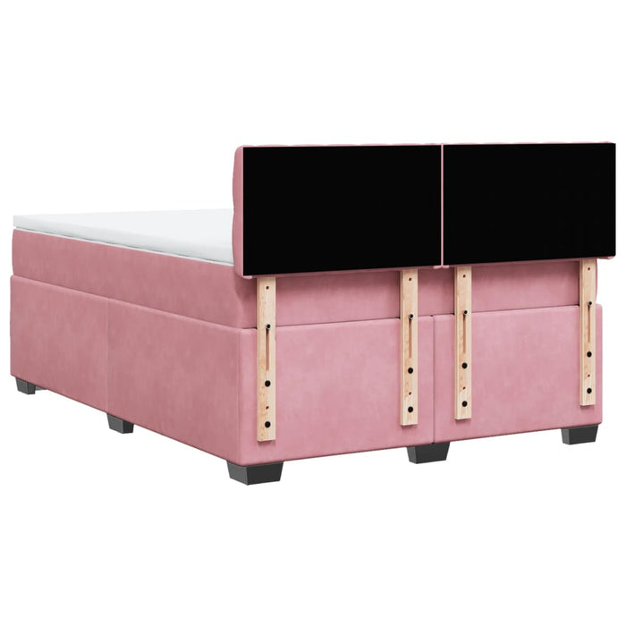 Pat box spring cu saltea, roz, 160x200 cm, catifea - WALTI WALTI