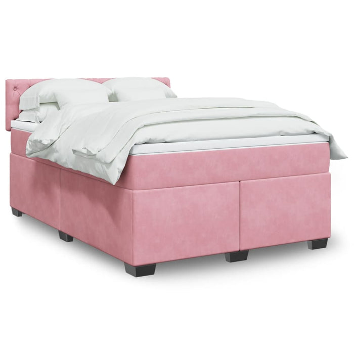 Pat box spring cu saltea, roz, 160x200 cm, catifea - WALTI WALTI
