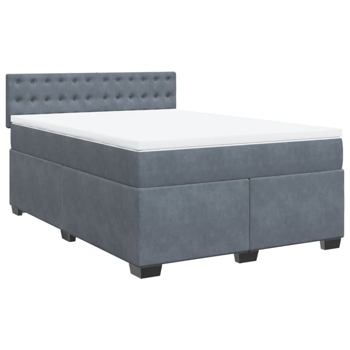 Pat box spring cu saltea, gri închis, 160x200 cm, catifea - WALTI WALTI